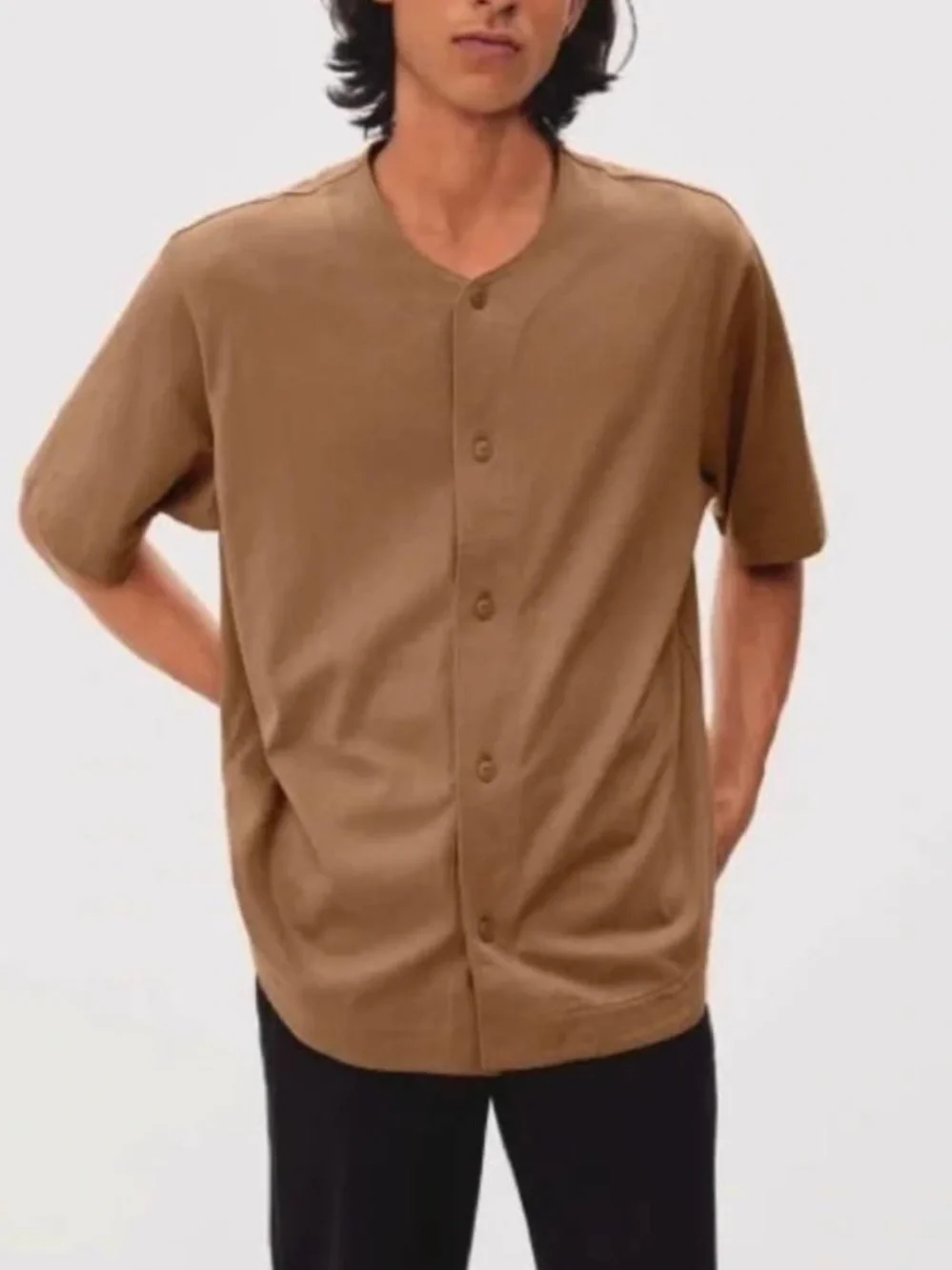 NWT Everlane Men's The Premium Weight Baseball Tee Jersey Brown Short Sleeve M - Picture 1 of 7